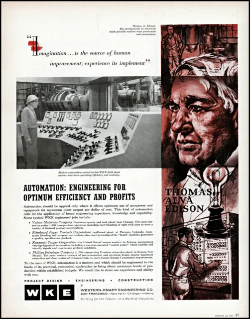 1960 Thomas Alva Edison Western Knapp Engineering vintage photo-art print ad L6