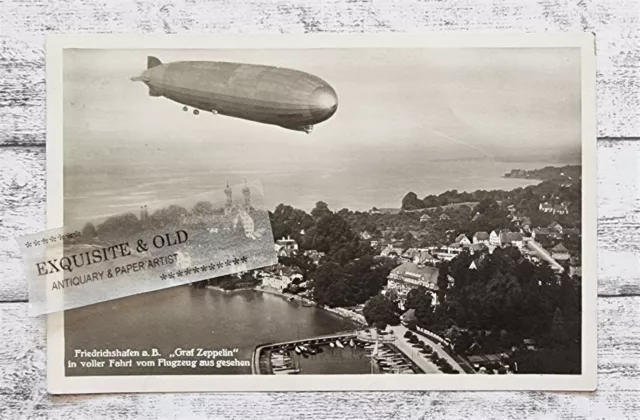 AK Friedrichshafen Bodensee Graf Zeppelin Fahrt Flugzeug Luftbild Postkarte alt