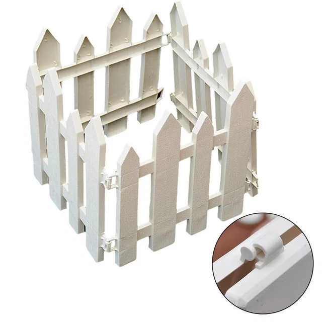 Lot De 5 Clôtures Décoratives Blanches En Plastique Pour Jardin - 50x30 Cm - Bordures Pelouse Et Allées