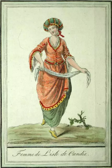 FEMME DE L'ISLE DE CANDIE (Venise) gravure illustration de Grasset 1797