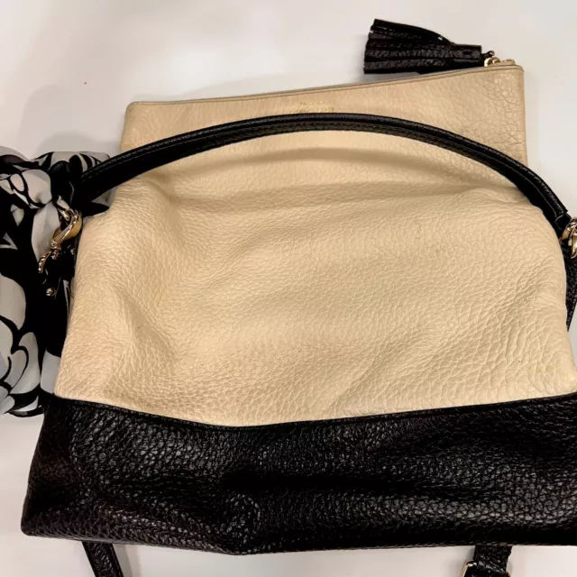 Kate Spade NY Mini Maria Southport Black &Cream Pebble Leather Crossbody Bag 2