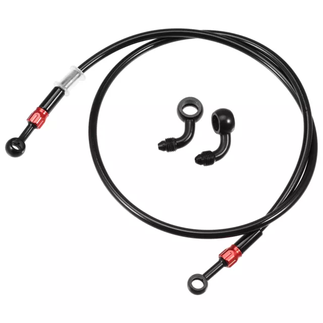 1 Set AN3 28 90 Degré Moto Frein Tuyau Ligne 110cm Noir