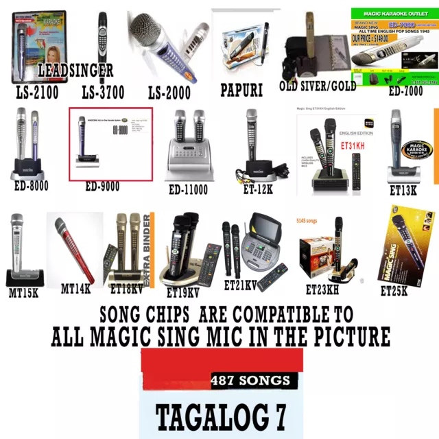 MAGIC SING Chip Tagalog 7 MEZCLA Tagalo y Chip de Canción Inglés con LISTA DE CANCIONES - SALAMAT