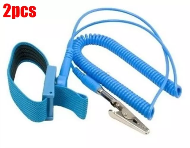 2Pcs Anti Static Antistatic Esd Adjustable Wrist Strap Band Grounding su