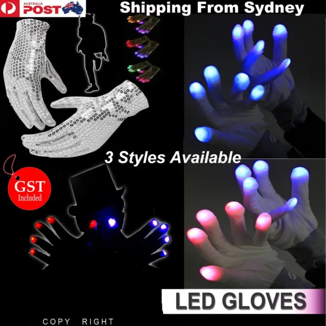 7 Modes LED Light Gloves Flashing Finger paillette Glow In the dark Party Games