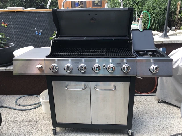 KAMINO Großer BBQ-Gas-Grillwagen mit 6 Brennern + 1 Seitenbrenner