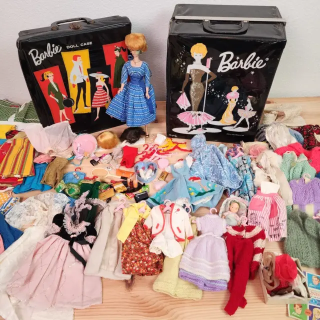 Vintage 60s Barbie LOT Cases Clothes Doll Accessories Barbie Clothing + Handmade