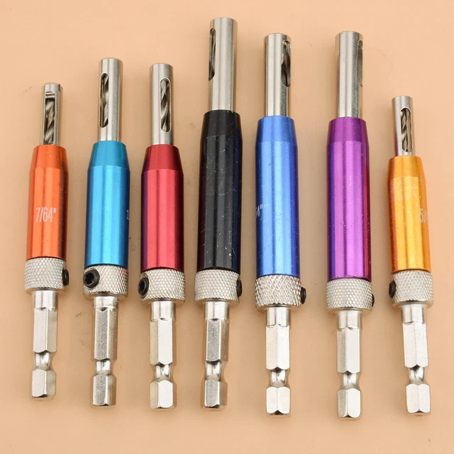 7pcs Self Centering Door Lock Cabinet Hinge Drill Bit Set Pilot Hole Saw Tool