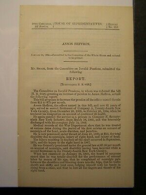 Government Report 1904 Anson Heffron 2nd Lieut Co A 24th NY Calvary Civil War