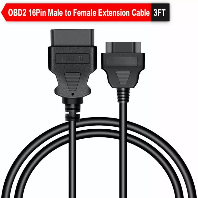 3FT 16 Pin OBDII Male to Female Car Diagnostic Extension Cable for 1.5M/1M/30CM