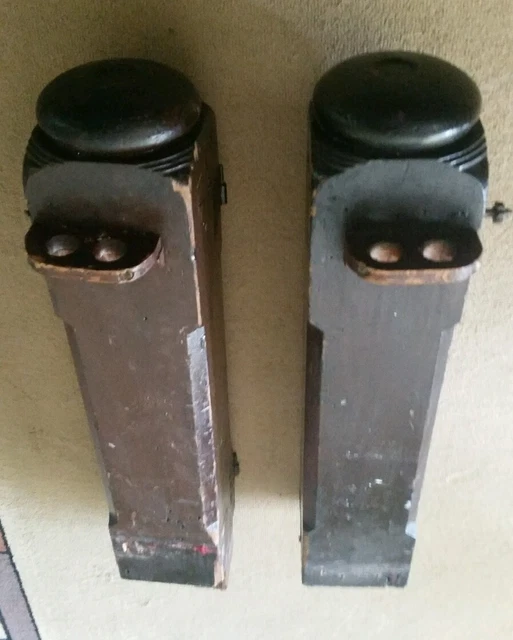 Pair of 27" Antique Solid Wood Newel Baluster Posts, Pillars or Columns