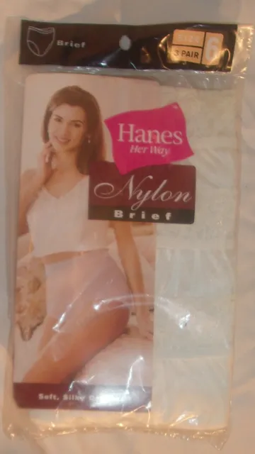 HANES HER WAY Nylon Briefs Panties Size 6, 3 Pack New In Package Lace Trim  $29.99 - PicClick