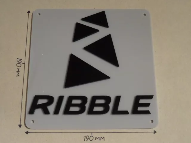 Ribble Bikes, Ribble Cycling, Acrylic Sign, Grey & Black 190 X 190mm