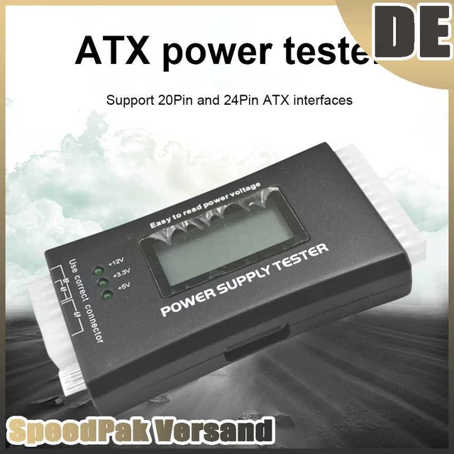 Nuovo tester alimentatore PC lega di alluminio display LCD 20/24 pin per ATX BTX ITX
