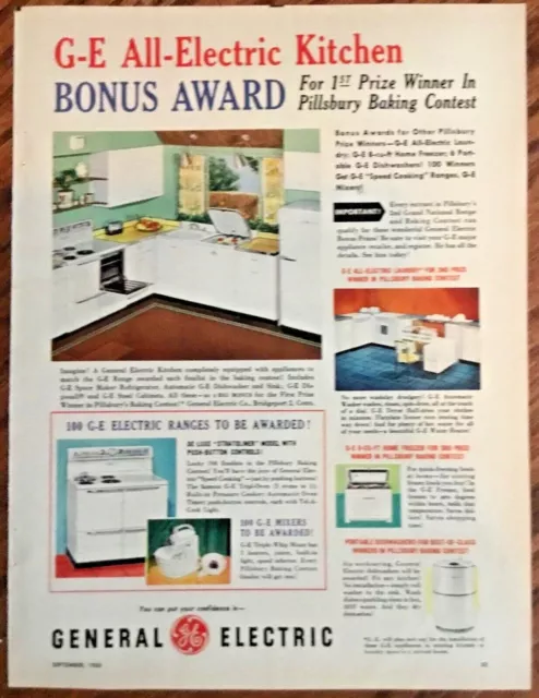 General Electric Pillsbury ad 1950 vintage retro art 1950s print kitchen contest