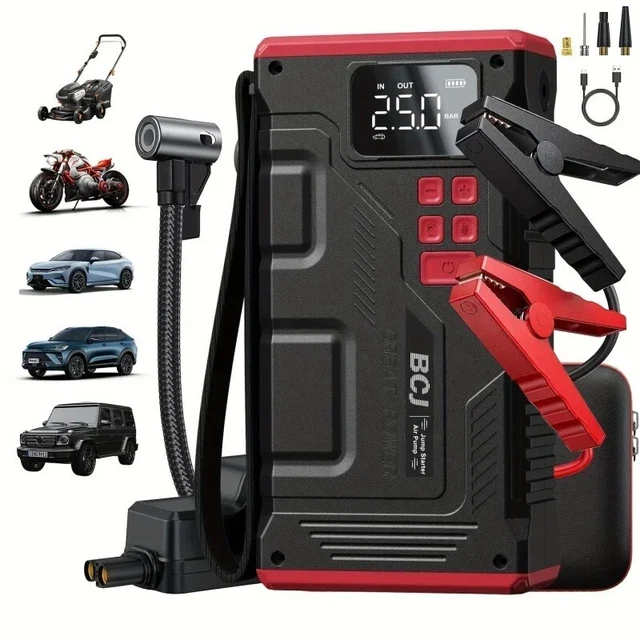Booster Batterie Voiture KATOROE 4000A Avec Compresseur 150PSI - 18000mAh - Power Bank USB - LED