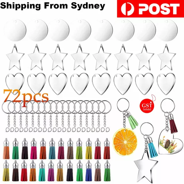 ACRYLIC KEYCHAIN BLANKS 2, 48 Set Clear Disc Key Chain with Open Jump Ring  $26.76 - PicClick AU