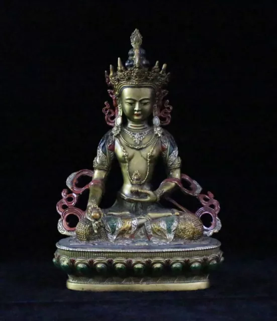 11.43" Large Old Chinese Gilt Bronze Tibetan "GuanYin" Buddha Statue Sculpture