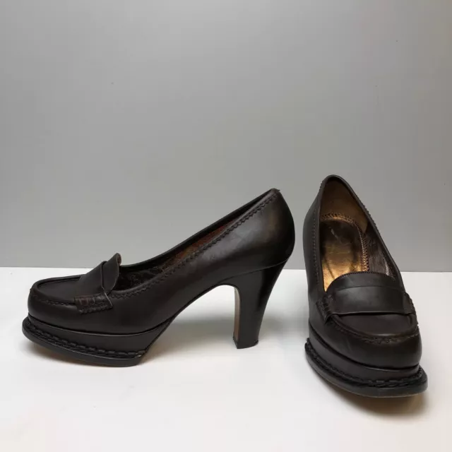 Paire Chaussures Talons Compensee Mocassin Yves Saint Laurent Ysl 38,5 / 5.5 Uk