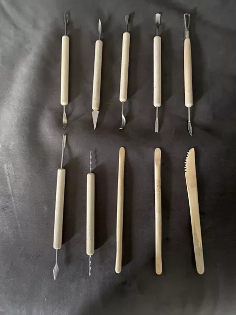 10 Wooden Pottery Clay Sculpture Carving Tool Set