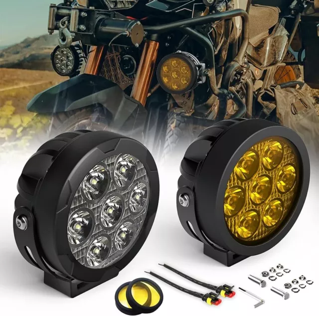 4.5" 140W Motorcycle Auxiliary LED Pod Fog Driving Light W/Yellow Spot Off Road