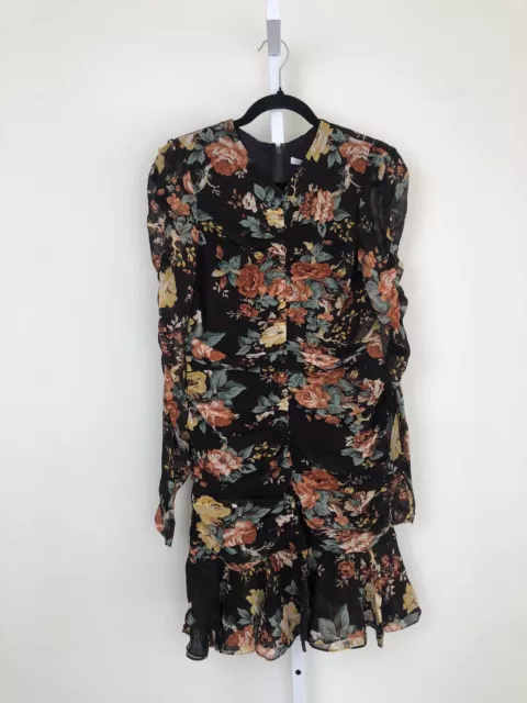 Veronica Beard Hedera Floral Mini Dress Womens 6 Silk Ruched Floral Dressy Chic