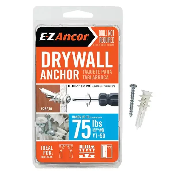 EZ Ancor Twist-N-Lock 1-1/2 in.   L Nylon Drywall Anchors 50 pk