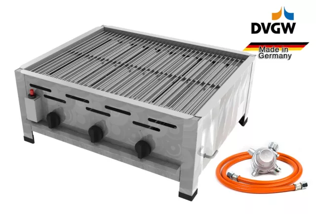 3 Flammen Edelstahl Gasgrill Gastrobräter Gasbräter Gas Grill 13,5 kW 3 flammig