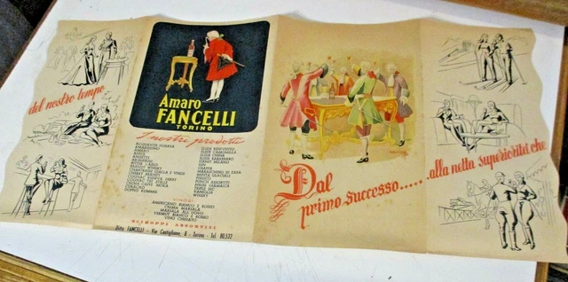 pieghevole pubblicitario AMARO FANCELLI TORINO originale anni 30 MOLTO BELLO
