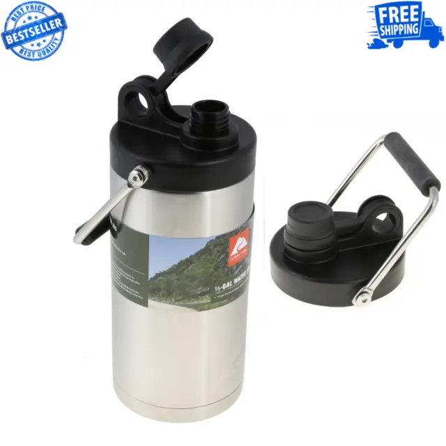 1/2 Gal Stainless Steel Water Jug Double-Wall Vacuum-Sealed, Insulated BPA Free