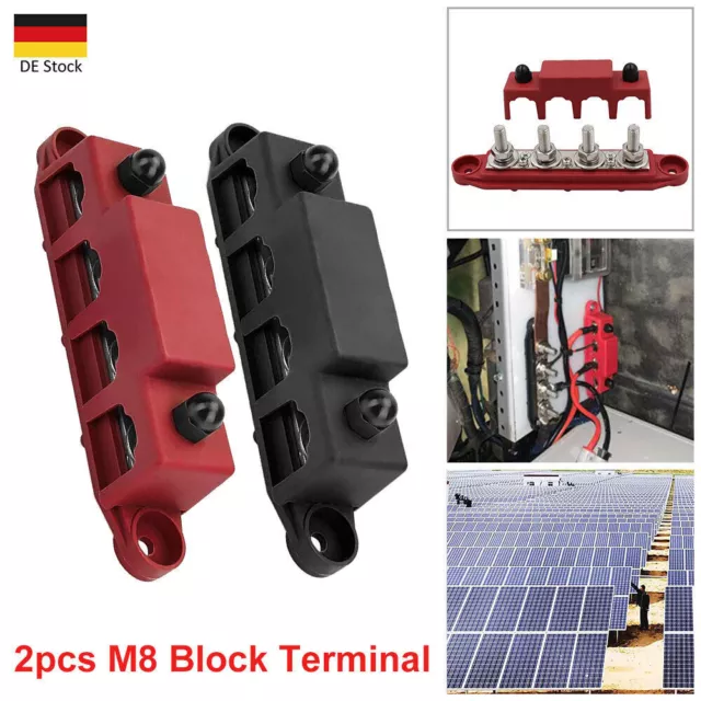 2 stk 4-Wege-Sammelschiene Stromverteilerkasten Sammelschienen-Verteilerblock M8