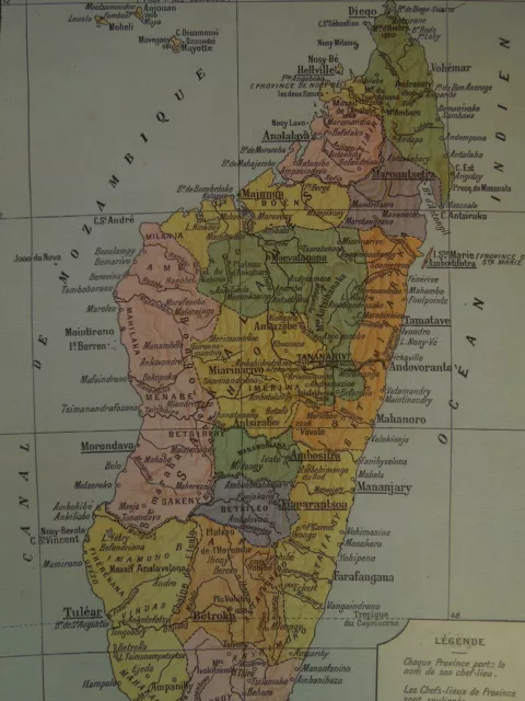 Estampe Planche Ancienne     Carte De Madagascar    GD06