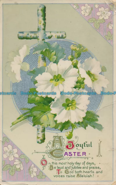 R006840 Greeting Postcard. A Joyful Easter. Flowers and Cross. Wildt and Kray. 1