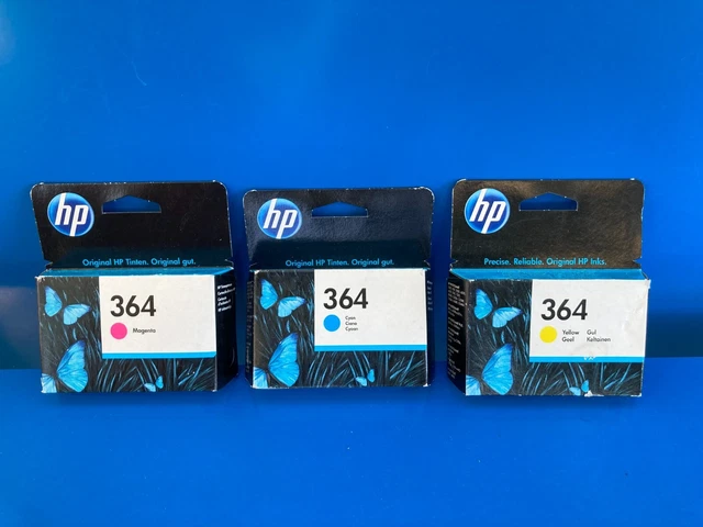 Lot 3 Cartouches D'encre HP 364 Originales – Cyan, Jaune, Magenta – Neuves