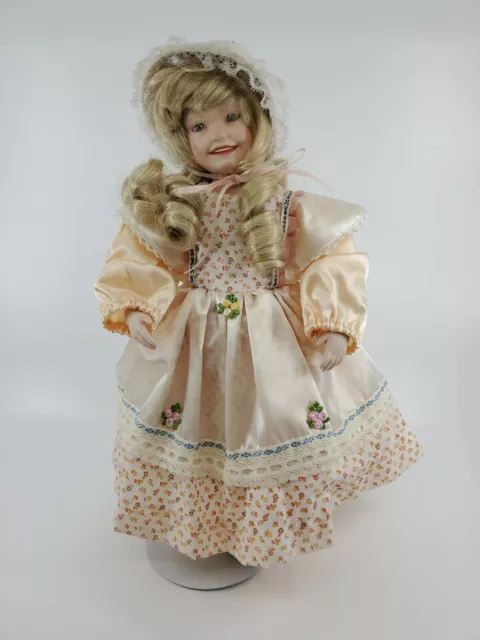 Yolanda Bello Mary Had A Little Lamb Porcelain Girl Doll 14" Blond Green Eyes