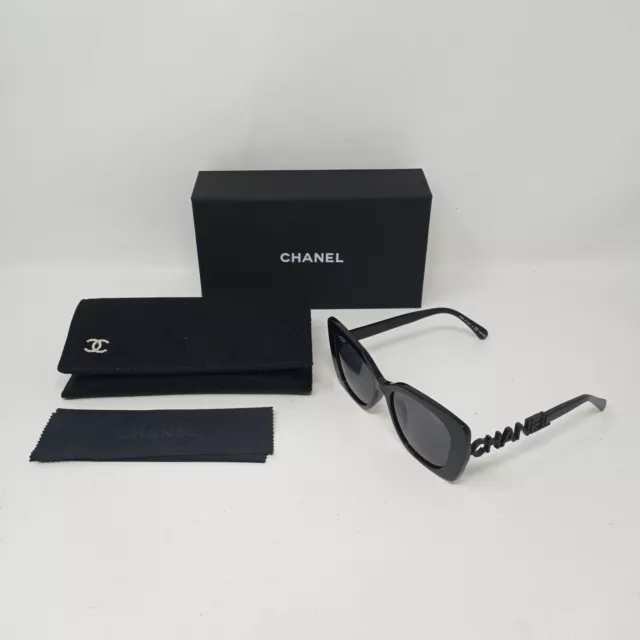 Chanel Black Sunglasses Polarized Grey Lens Beads Gold HW 5376B-A c501-S8