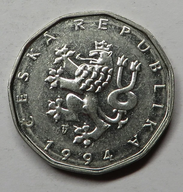 Czech Republic 2 Koruny 1994(m) Nickel Plated Steel KM#9 UNC