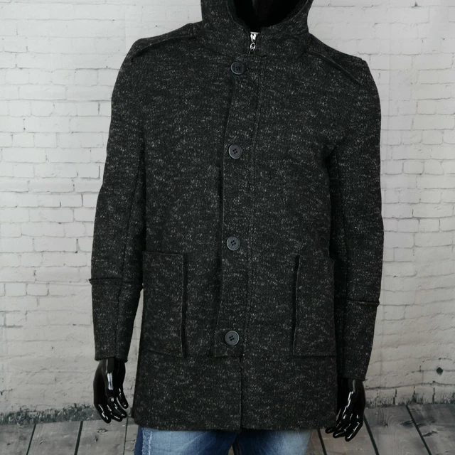 Giacca Uomo con Cappuccio Invernale Imbottito Caldo Giaccone Cappotto Grigio
