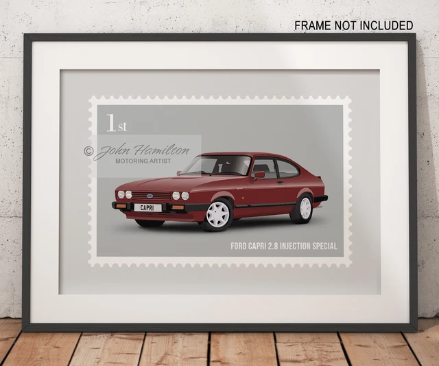 Maglietta Personalizzata Ford Consul Capri - T-Shirt Bianca Per Uomo Con Stampa Auto Classica