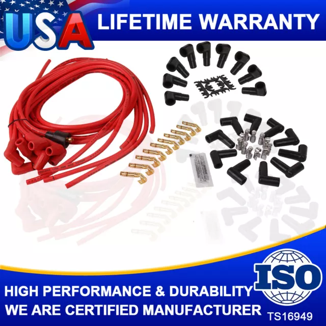 4041 8mm Ignition Spark Plug Wire Set HEI Universal Cut to Length 90Degree Boots