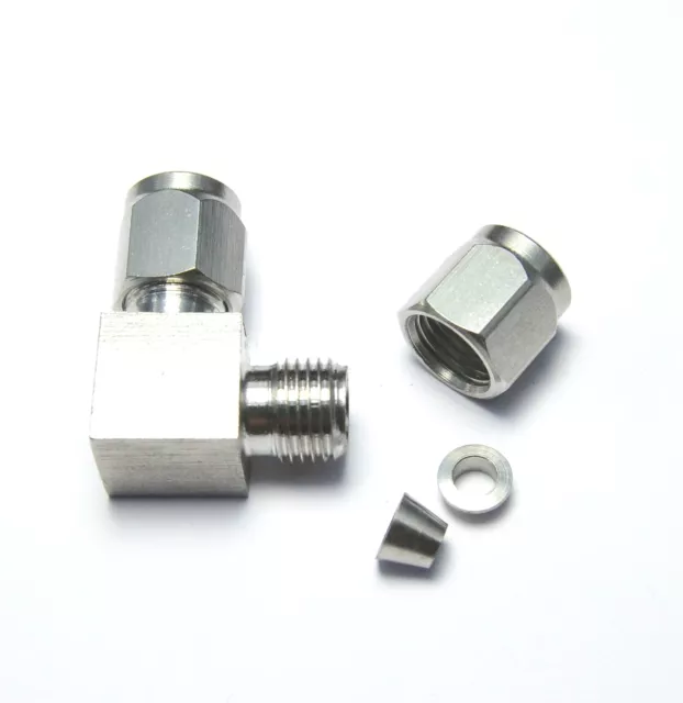 1/8" OD Tube Steel Stainless Twin Ferrule Elbow L Union Fitting Air Gas Water