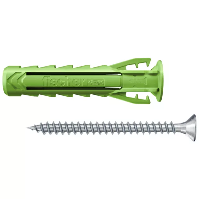 Tassello espandibile fischer SX Plus Green con ali di fissaggio e vite pieno + pietra forata