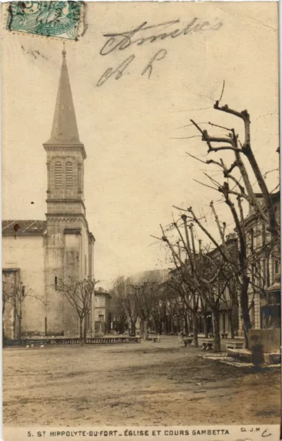 CPA AK St-HIPPOLYTE-du-Fort - Église et Cours Gambetta (582116)