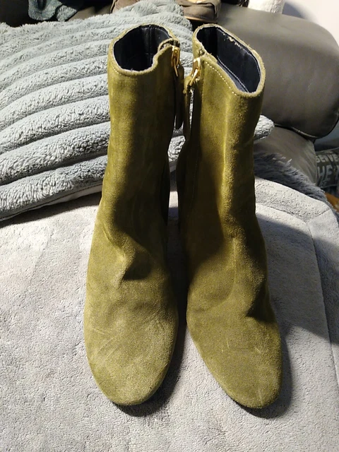 *New Topshop Size 6/39 Green Faux Suede High Ankle Boots