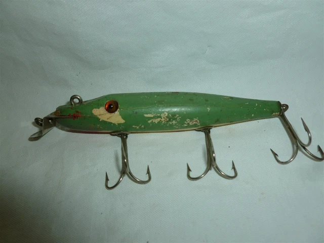 REPAINTED 4-1/4 Inch Wood w/ Glass Eyes EARLY Creek Chub PIKIE Lure  Lot P-877
