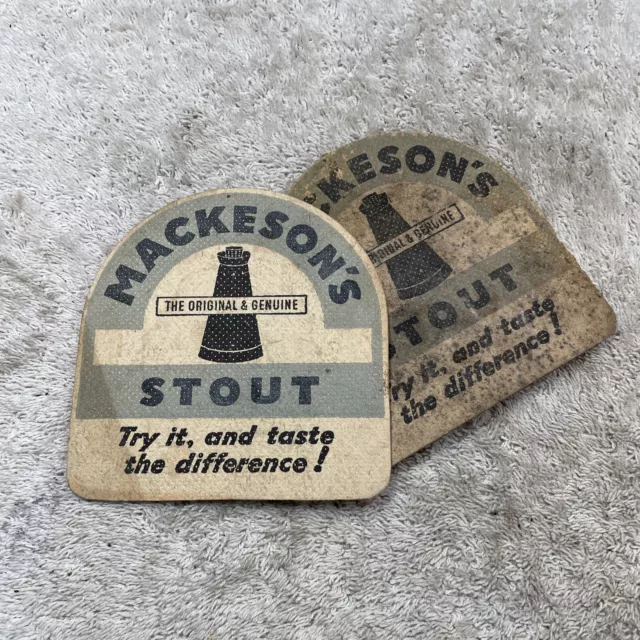 ORIGINAL VINTAGE Alcohol Stout Mackesons Coasters Beer England Pair Bar Mancave