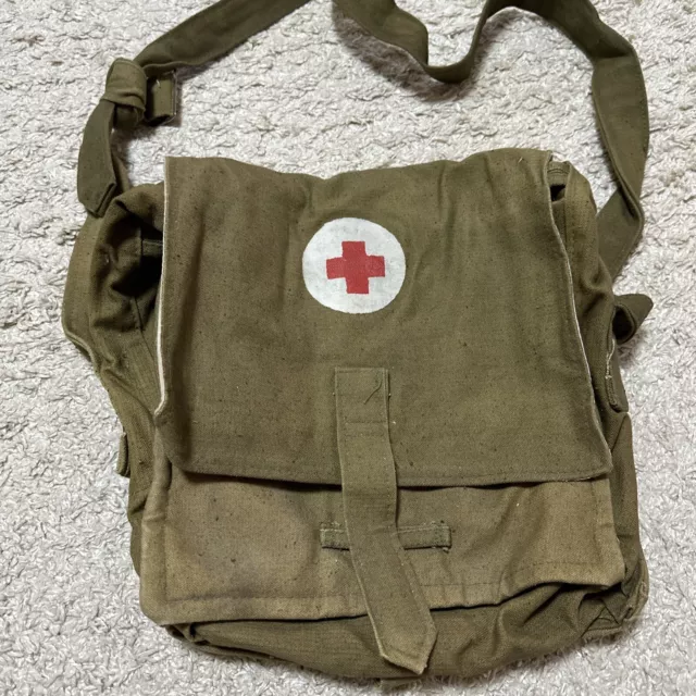 Vintage Field medic. Soviet Army Canvas Bag Medical Service USSR Red Cross.