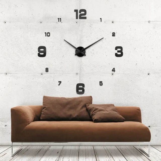 Wanduhr Uhr 3D Wandtattoo Deko Design Spiegel Edelstahl Wand Uhr Groß XXL XL C23