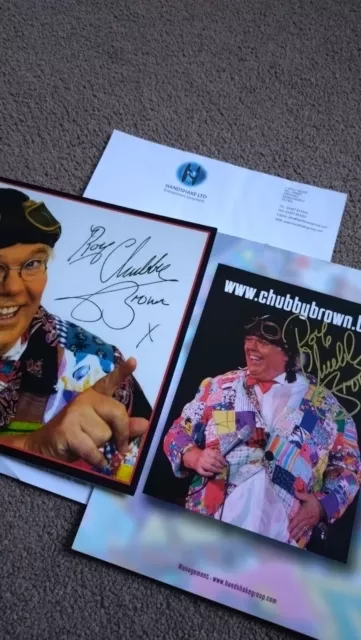 Roy Chubby Brown Hand Signed Photo x2 With Letter