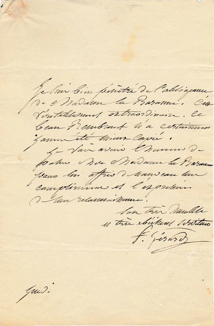 Lettre Autographe Signée Pierre-François Audry De Puyravault – Adressée à J. Laffitte, 1840